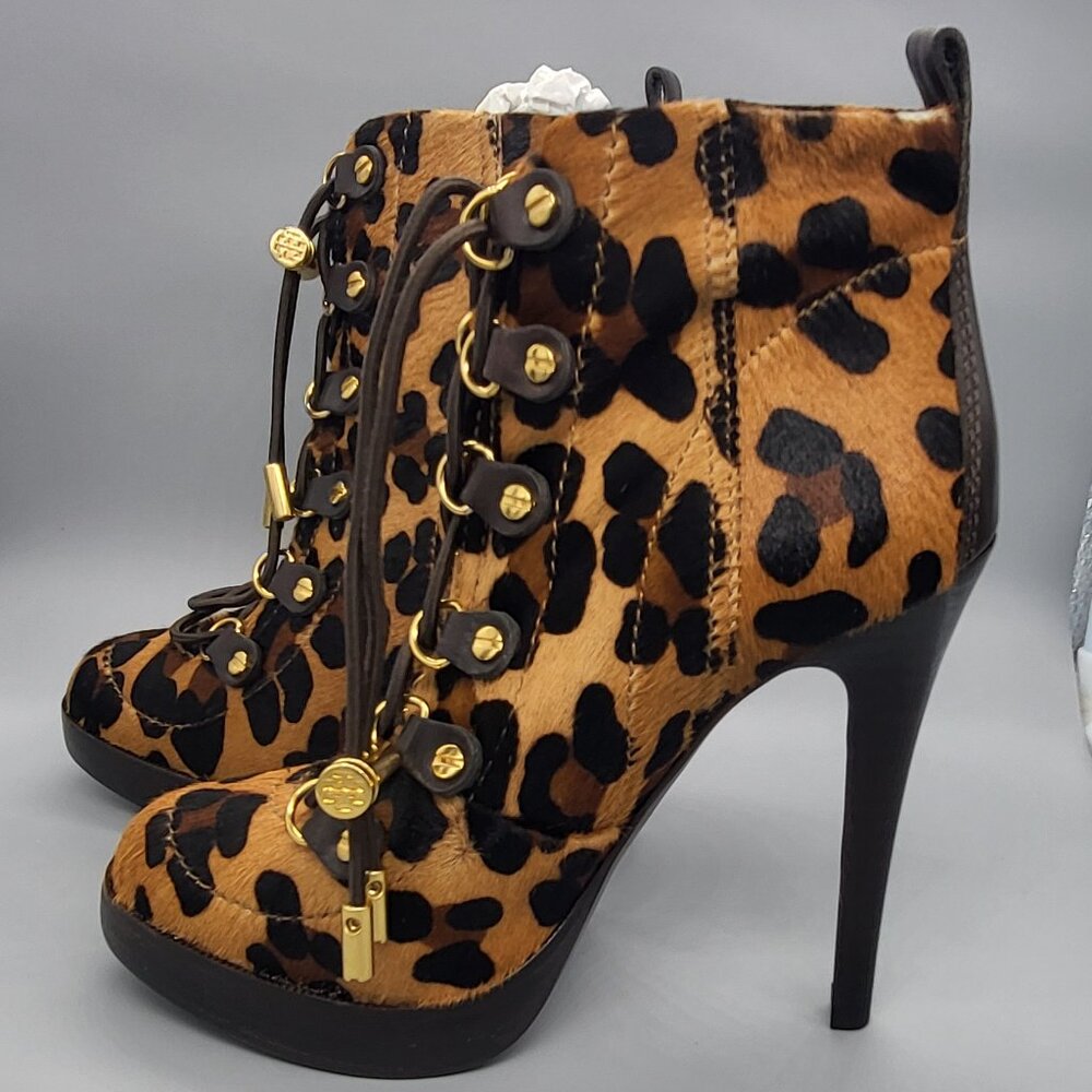 Tory Burch Halima Animal Print Lace-Up Booties - Picture 7 of 16